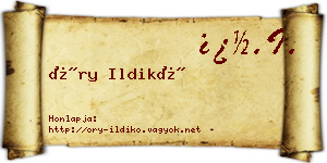 Őry Ildikó névjegykártya
